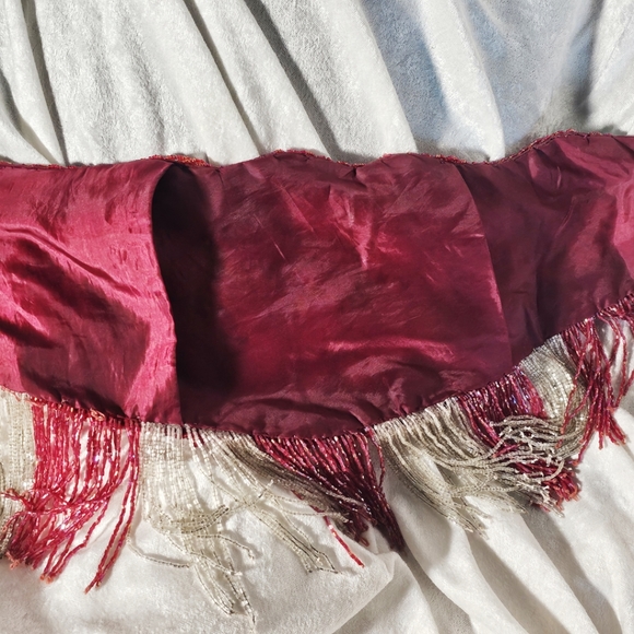 Bra belt belly dance red silver beaded set handmade egyptian - Picture 11 of 11